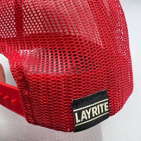 Layrite Deluxe Trucker Hat‎ Men Red White Stay Rite with Layrite Snap Back Cap - Picture 4 of 9